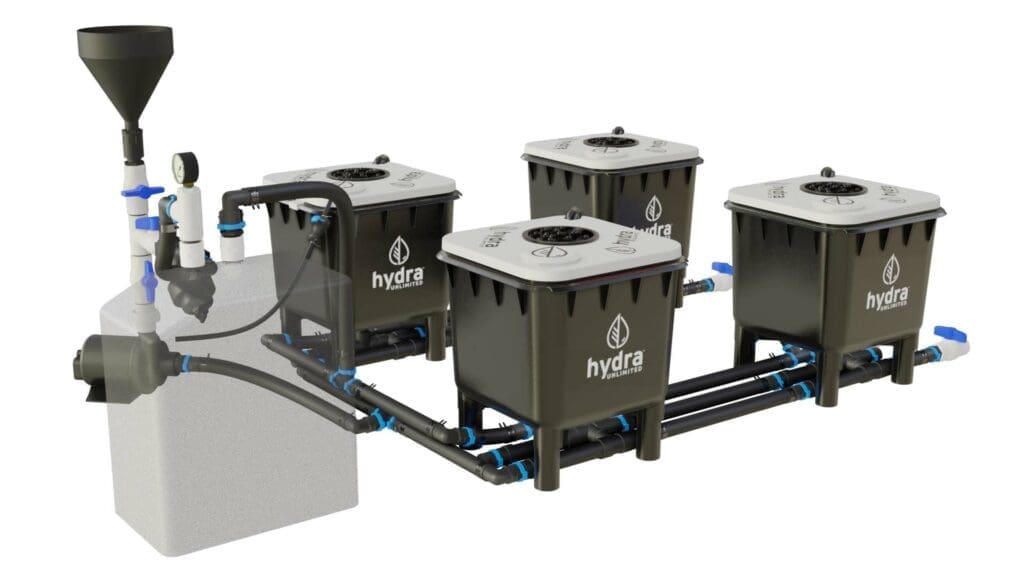 HydraMax 4 bucket, 2 row deep water culture system