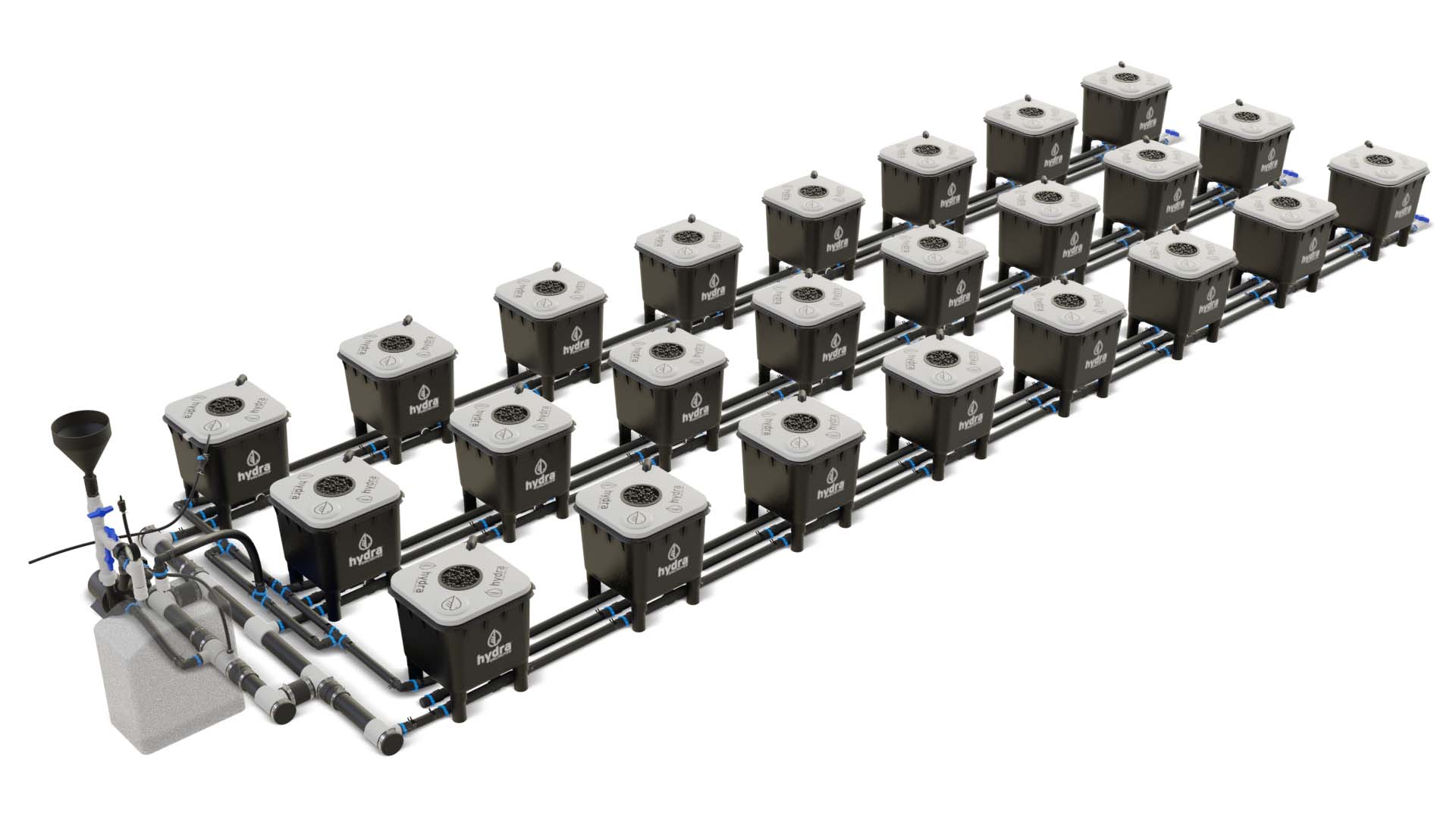 HydraMax 24 bucket, 3 row deep water culture system