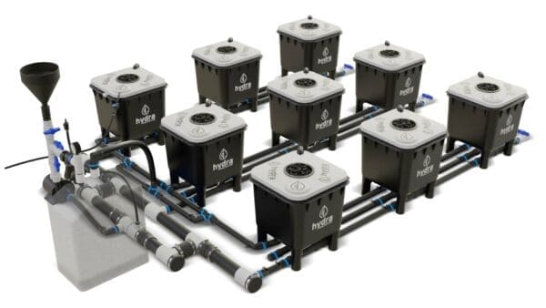 HydraMax 9 bucket, 3 row deep water culture system
